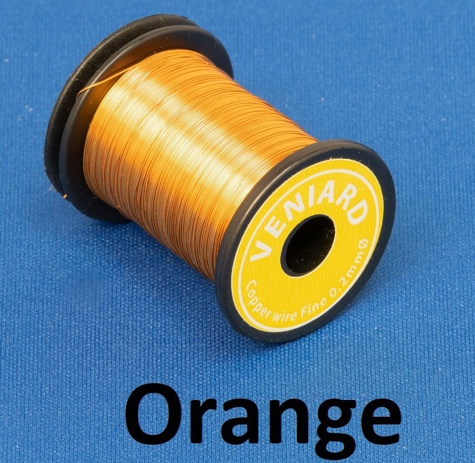 Veniard Coloured Copper Wire Fine 0.2mm Orange Fly Tying Materials (Product Length 14.2Yds / 13m)